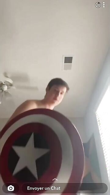 Weird version of horny Captain American jerks with a fleshlight