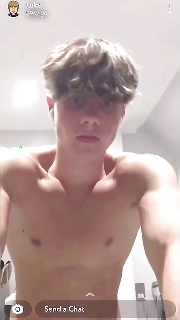 Sexy fit college twink shows his biceps muscles on phone to his gf